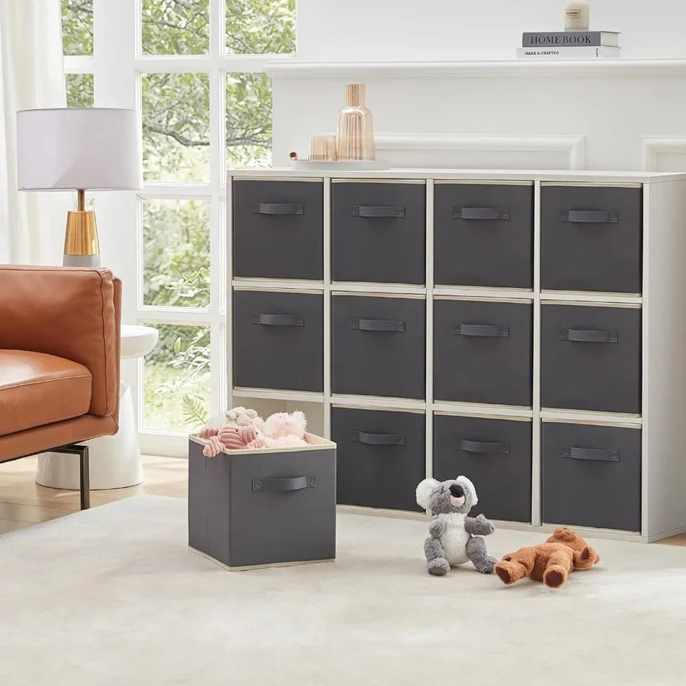 12 Packs Storage Cubes, 11 Inch Cube Storage Bins, Foldable Decorative Fabric St - Picture 2 of 7
